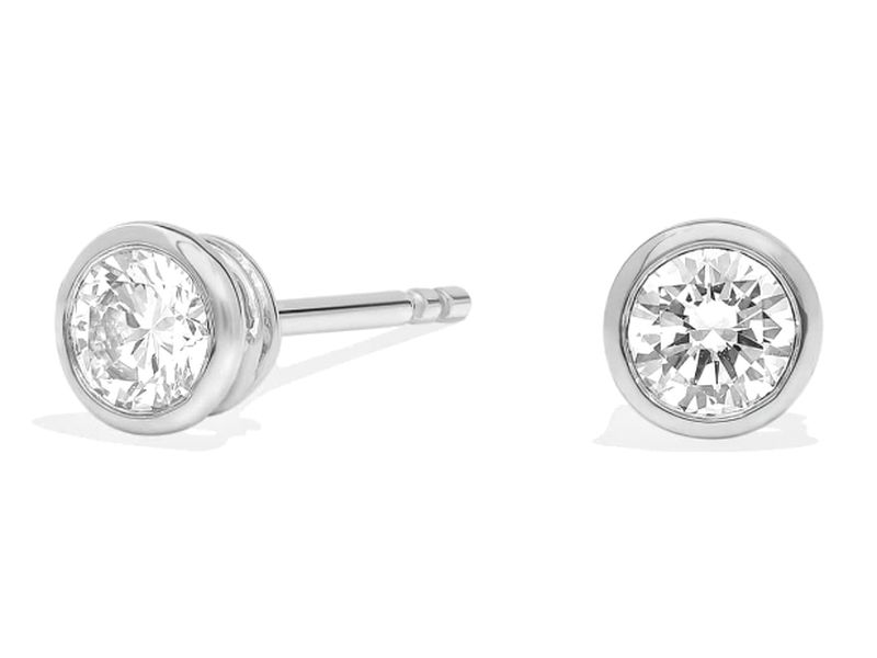 Round Bezel Studs in white gold