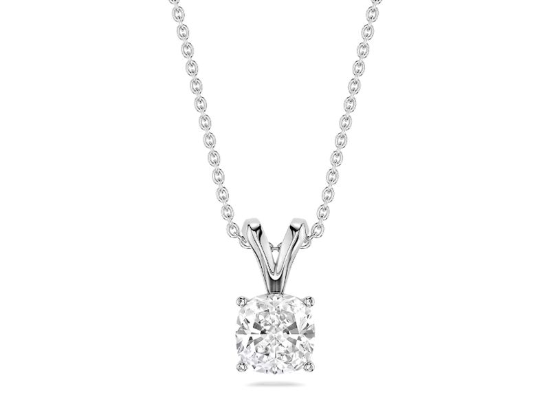 Round Solitaire Drop Pendant in white gold