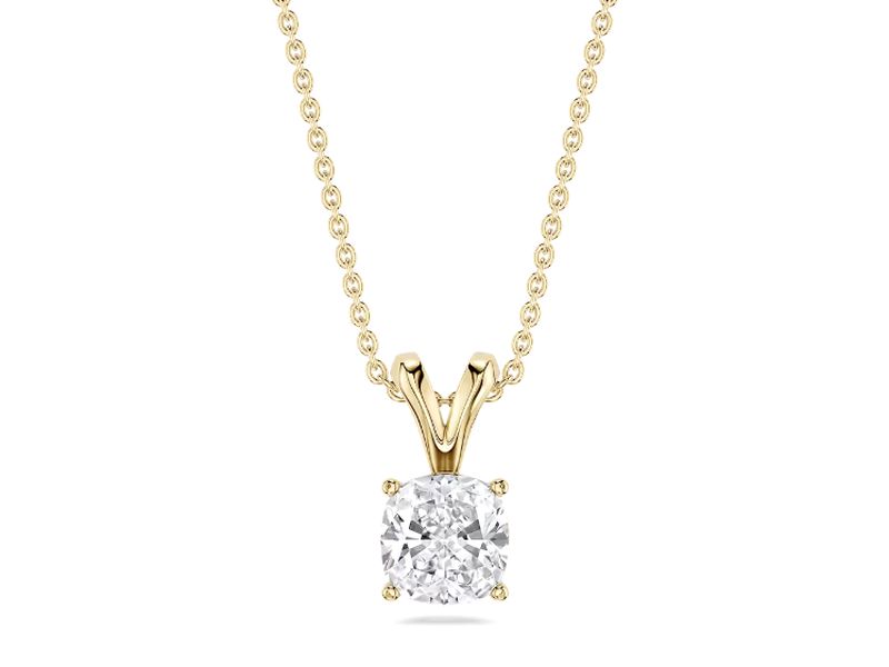Round Solitaire Drop Pendant in yellow gold