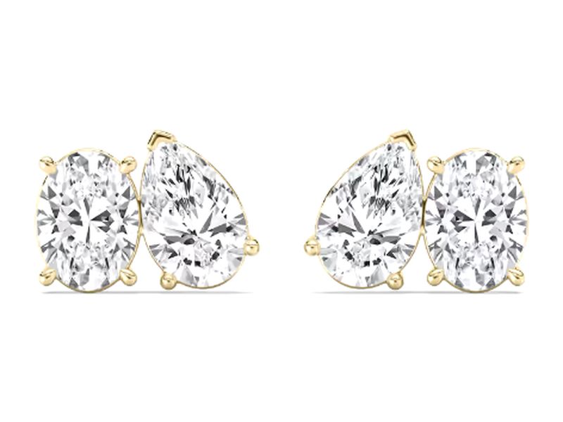 Two-Stone Toi et Moi Studs in yellow gold