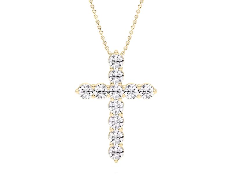 Diamond Cross Pendant in yellow gold