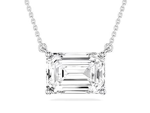 East-West Emerald Pendant in white gold