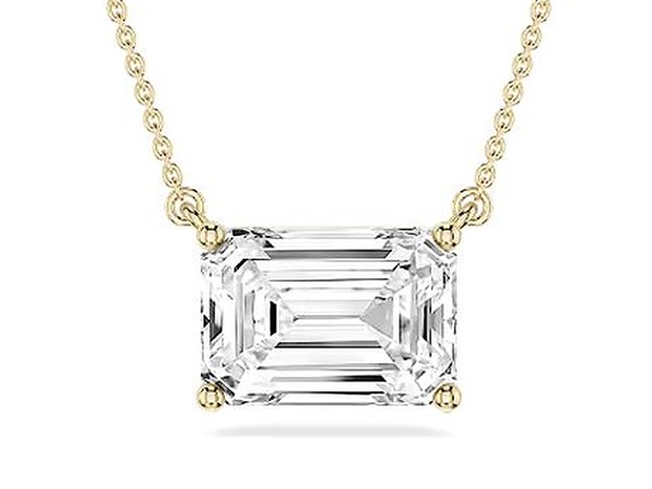 East-West Emerald Pendant in yellow gold