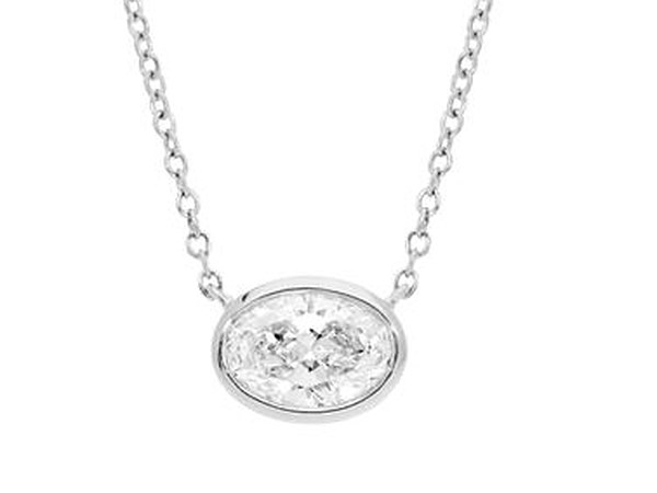 Oval Bezel Pendant in white gold