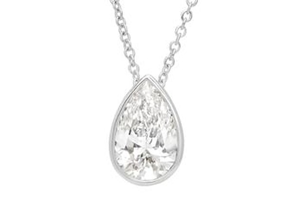 Pear Bezel Pendant in white gold