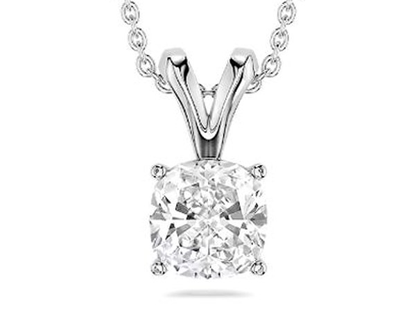 Round Solitaire Drop Pendant in white gold