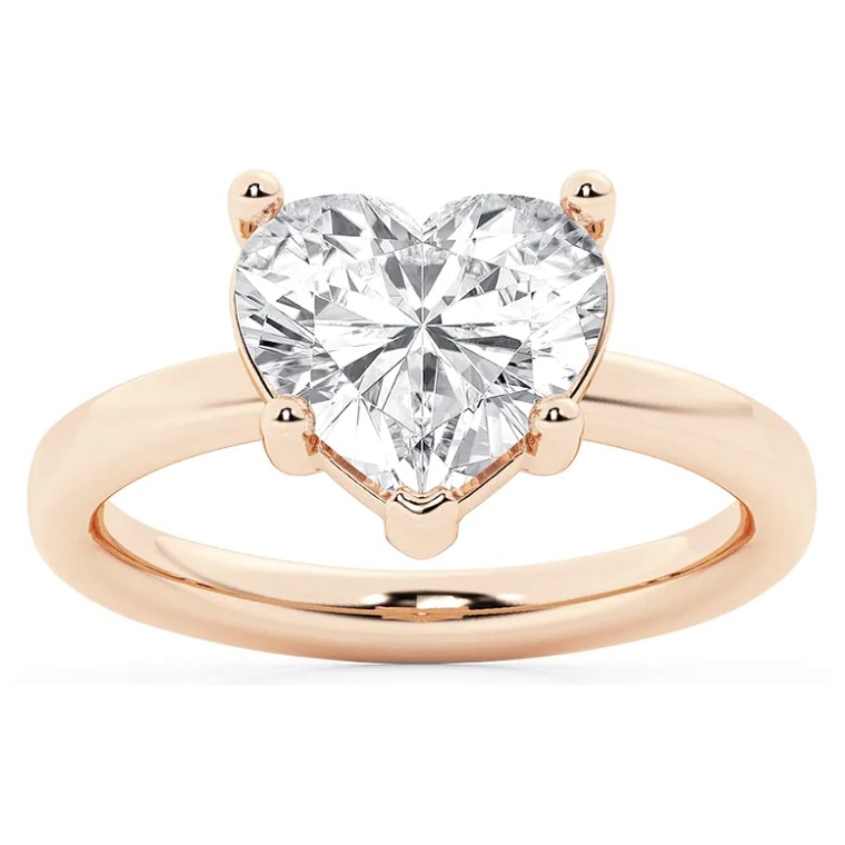 Heart solitaire diamond engagement ring in rose gold — Jewelry by Allen Joseph, Mahwah NJ