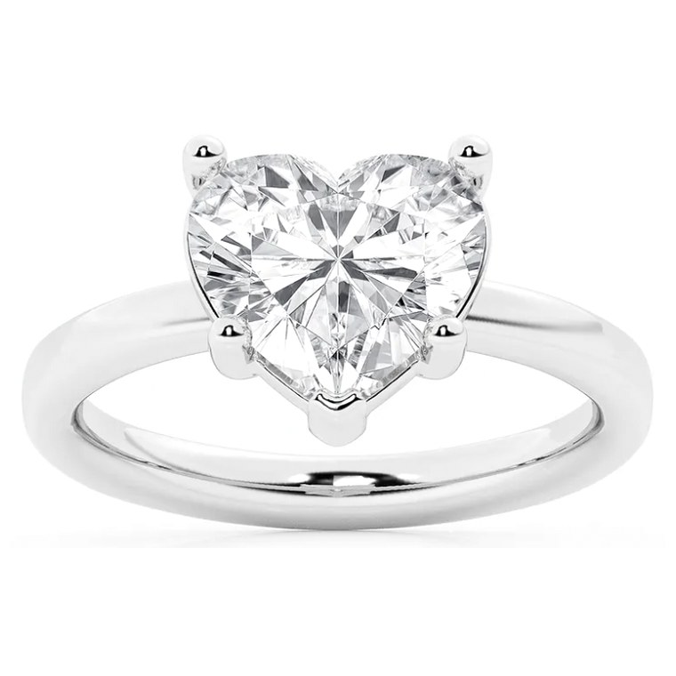 Heart solitaire diamond engagement ring in white gold — Jewelry by Allen Joseph, Mahwah NJ
