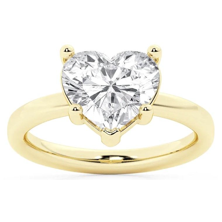 Heart solitaire diamond engagement ring in yellow gold — Jewelry by Allen Joseph, Mahwah NJ
