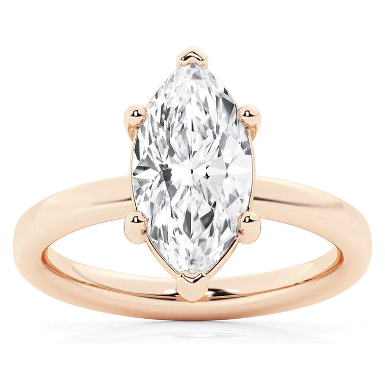 Marquise solitaire diamond engagement ring in rose gold — Jewelry by Allen Joseph, Mahwah NJ