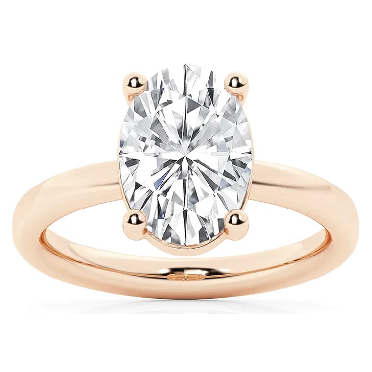 Oval solitaire diamond engagement ring in rose gold — Jewelry by Allen Joseph, Mahwah NJ