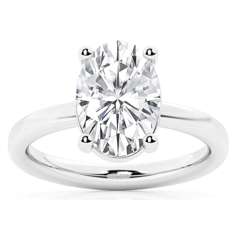 Oval solitaire diamond engagement ring in white gold — Jewelry by Allen Joseph, Mahwah NJ