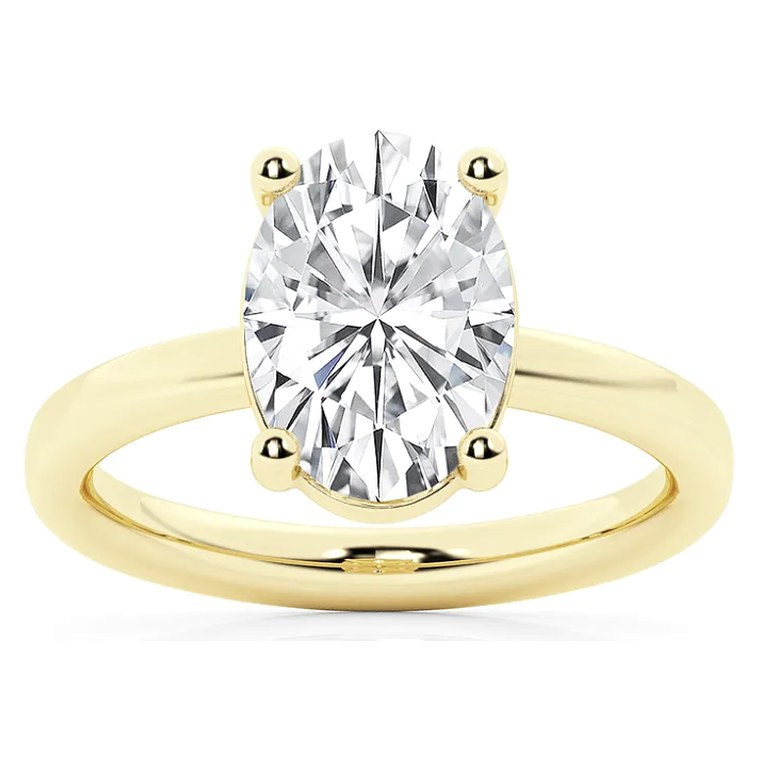 Oval solitaire diamond engagement ring in yellow gold — Jewelry by Allen Joseph, Mahwah NJ