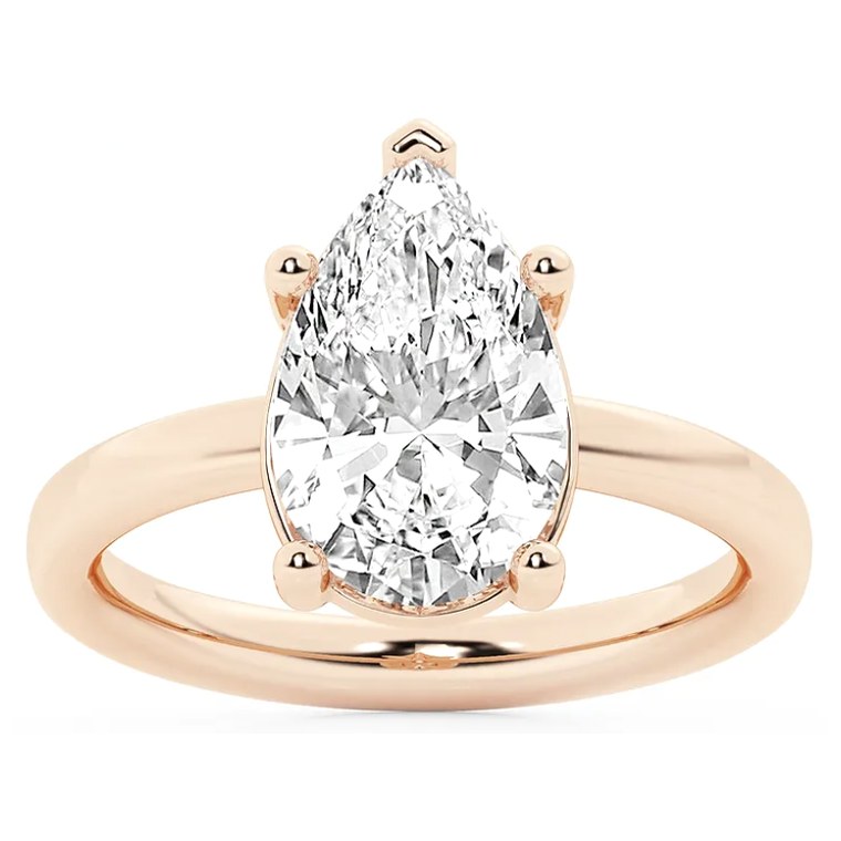Pear solitaire diamond engagement ring in rose gold — Jewelry by Allen Joseph, Mahwah NJ