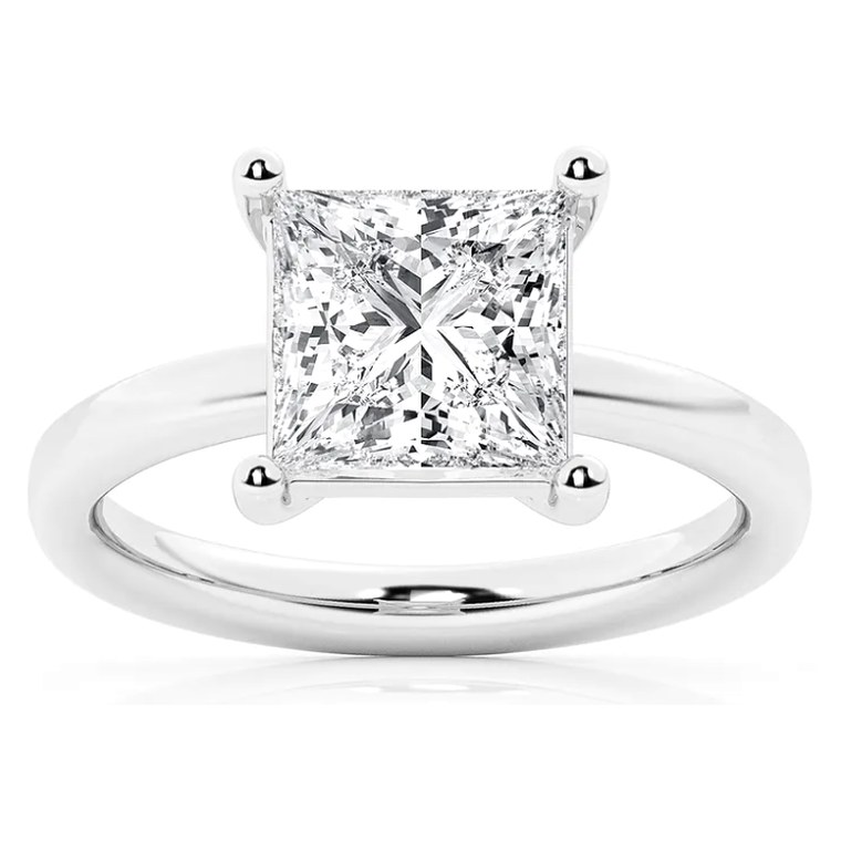 Princess solitaire diamond engagement ring in white gold — Jewelry by Allen Joseph, Mahwah NJ