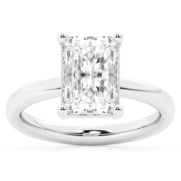 Radiant solitaire diamond engagement ring in white gold — Jewelry by Allen Joseph, Mahwah NJ