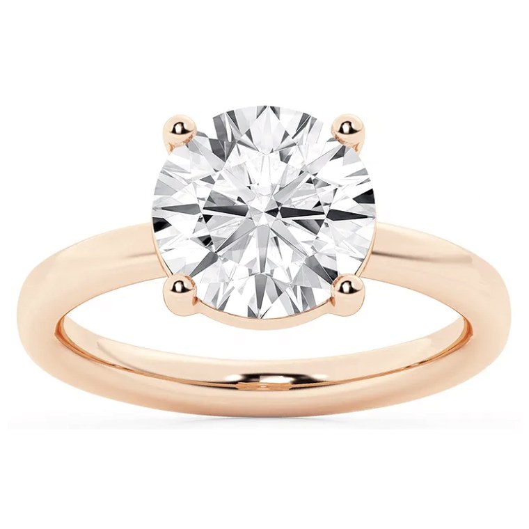 Round solitaire diamond engagement ring in rose gold — Jewelry by Allen Joseph, Mahwah NJ