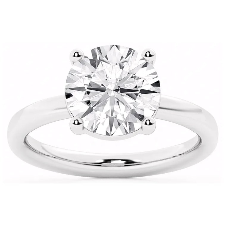 Round solitaire diamond engagement ring in white gold — Jewelry by Allen Joseph, Mahwah NJ