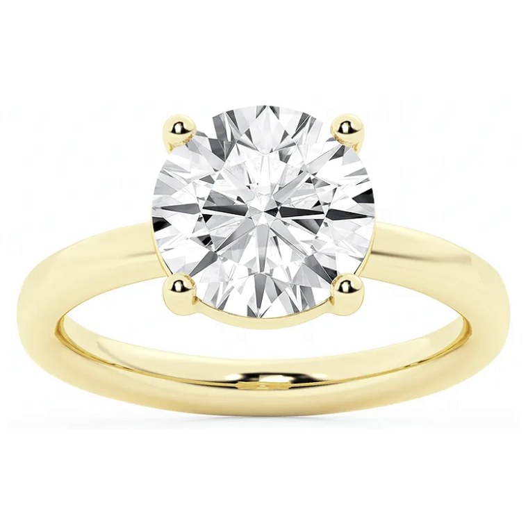 Round solitaire diamond engagement ring in yellow gold — Jewelry by Allen Joseph, Mahwah NJ