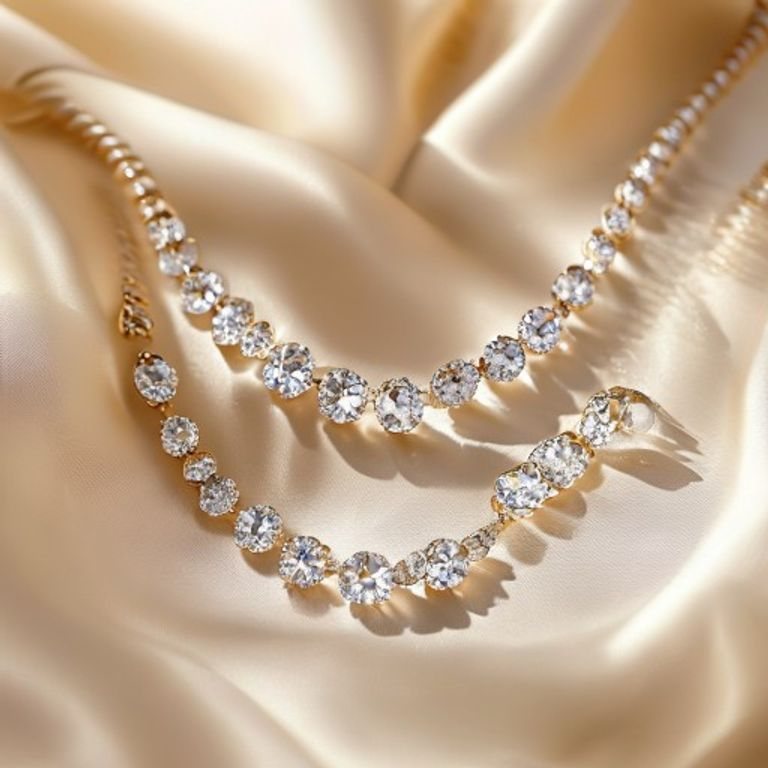Diamond tennis necklace in yellow gold