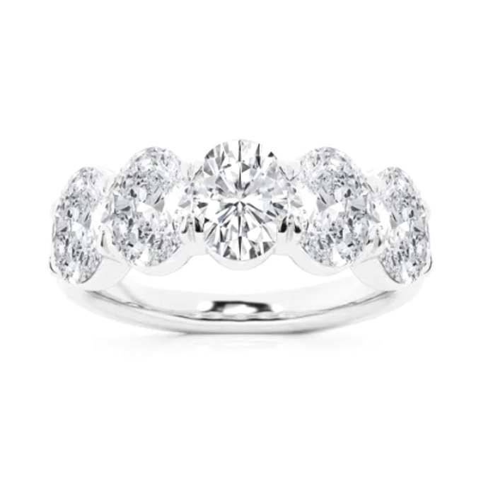 5 Stone Oval Wedding Band wedding band in white gold — Jewelry by Allen Joseph, Mahwah NJ