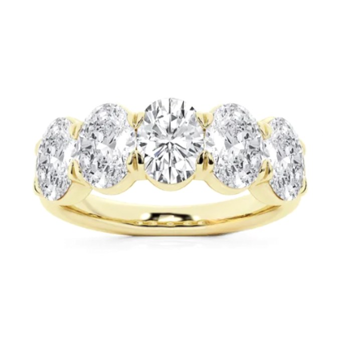 5 Stone Oval Wedding Band wedding band in yellow gold — Jewelry by Allen Joseph, Mahwah NJ