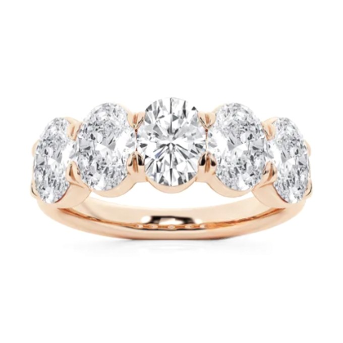 5 Stone Oval Wedding Band wedding band in rose gold — Jewelry by Allen Joseph, Mahwah NJ