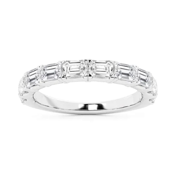 East West Emerald Wedding Band wedding band in white gold — Jewelry by Allen Joseph, Mahwah NJ