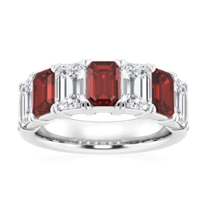 Emerald Gemstone band with ruby gemstones — Jewelry by Allen Joseph, Mahwah NJ