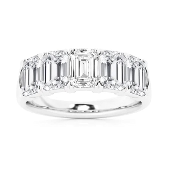 Emerald Wedding Band wedding band in white gold — Jewelry by Allen Joseph, Mahwah NJ