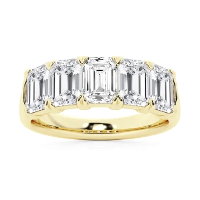 Emerald Wedding Band wedding band in yellow gold — Jewelry by Allen Joseph, Mahwah NJ
