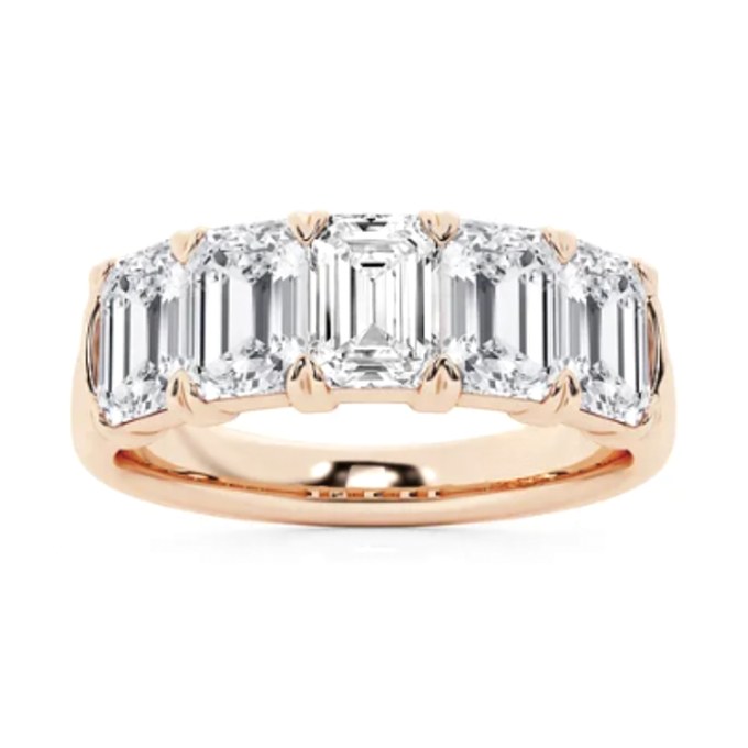 Emerald Wedding Band wedding band in rose gold — Jewelry by Allen Joseph, Mahwah NJ