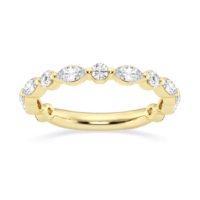 Half Round Half Marquise Wedding Band wedding band in yellow gold — Jewelry by Allen Joseph, Mahwah NJ