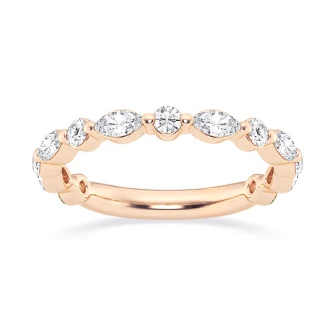 Half Round Half Marquise Wedding Band wedding band in rose gold — Jewelry by Allen Joseph, Mahwah NJ