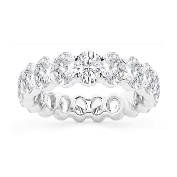 Oval Eternity wedding band in white gold — Jewelry by Allen Joseph, Mahwah NJ