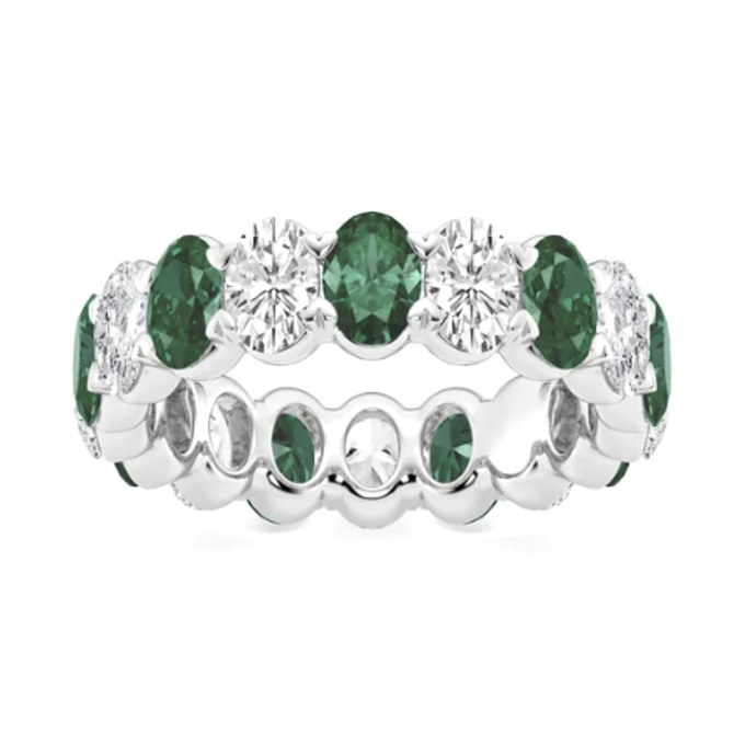 Oval Gemstones band with emerald gemstones — Jewelry by Allen Joseph, Mahwah NJ