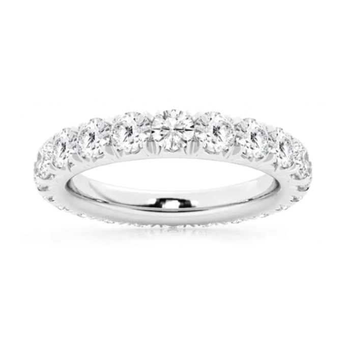 Round Eternity wedding band in white gold — Jewelry by Allen Joseph, Mahwah NJ