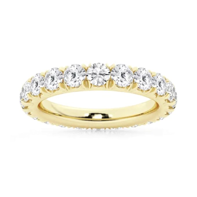 Round Eternity wedding band in yellow gold — Jewelry by Allen Joseph, Mahwah NJ